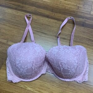 Victoria's Secret Dream Angels Lace Bra Womens Size 38DD Rhinestone Straps Lined